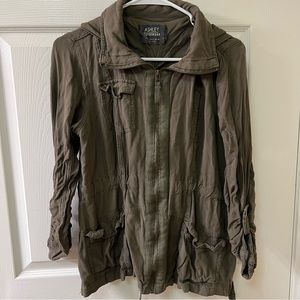 Ashley Outerwear Utility Jacket Olive Green Zip Up Hoodie Women’s Medium